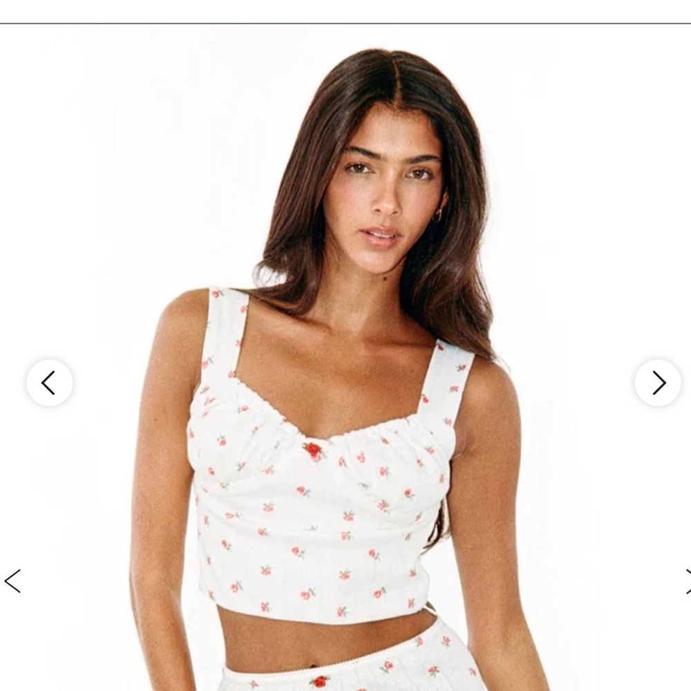 NWT With Jean white corset Bridgette top with pink bow never worn